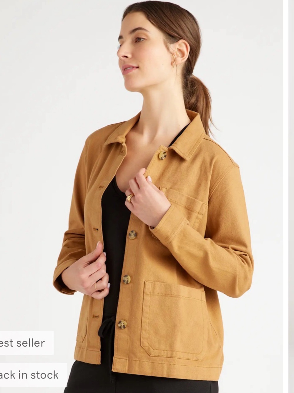 Quince Organic Comfort Stretch Chore Jacket Women's Tan Utility Jacket